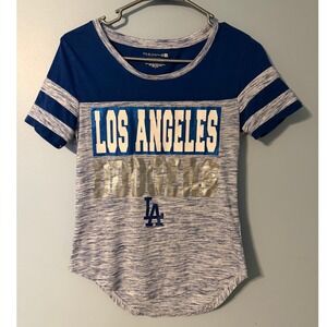 5th & Ocean Los Angeles Dodgers MLB Women XS Blue Space Dye Graphic Tee  0540